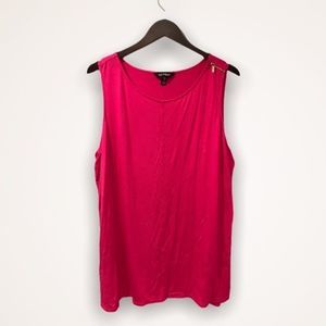 ELLEN TRACY Pink Zipper Detail Tunic Tank Top